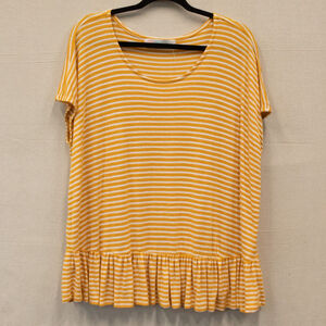 FP Beach yellow stripe peplum top-L